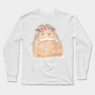 Rabbit and Flower Crown _ Bunniesmee Long Sleeve T-Shirt